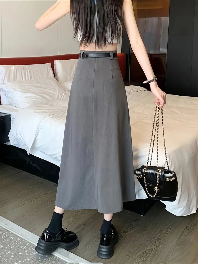 Women's Pleated Midi Skirt | High Waisted, Belted