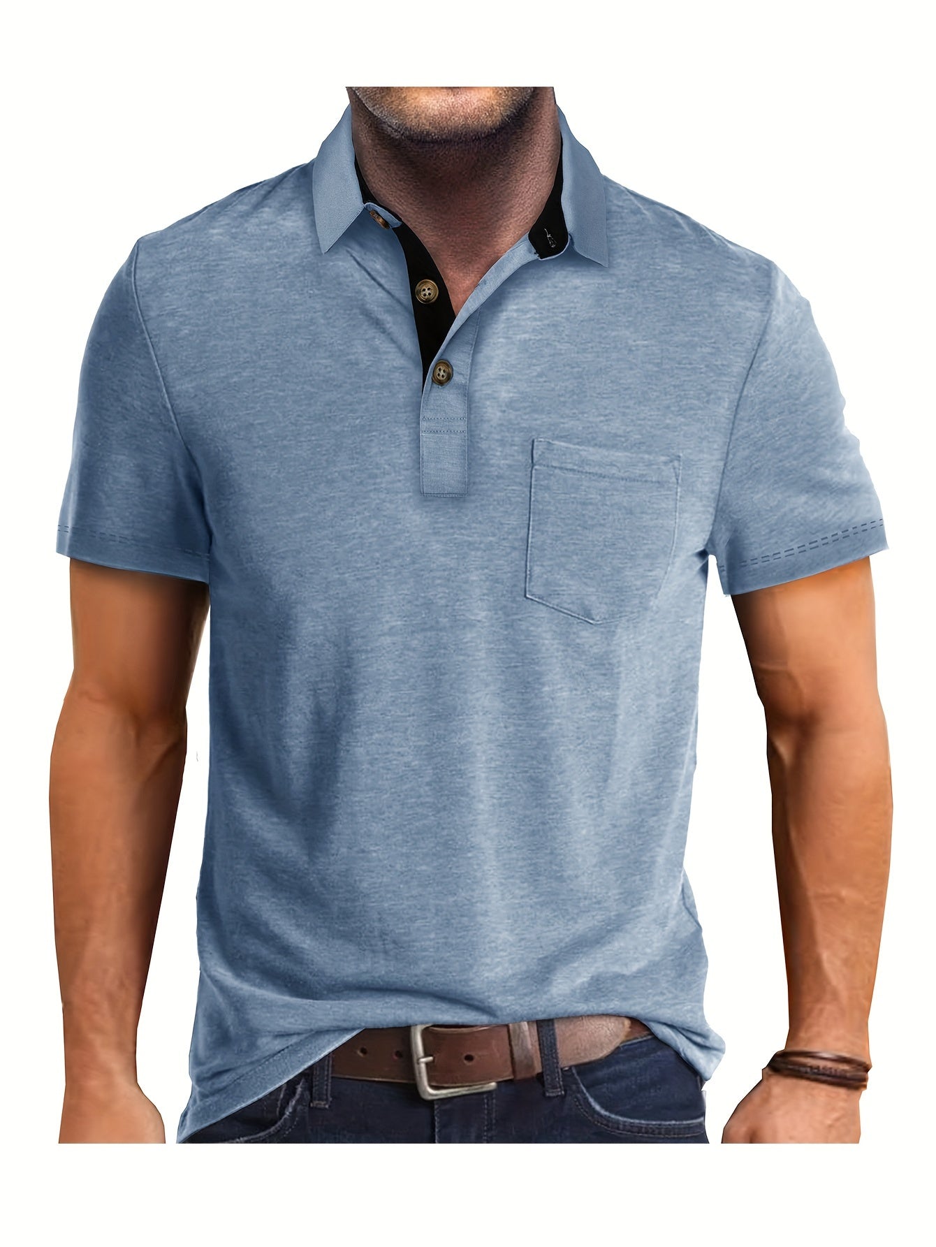 Liam | Contemporary Men's Shirt with Chic Collar and Pocket | Breathable, Flexible