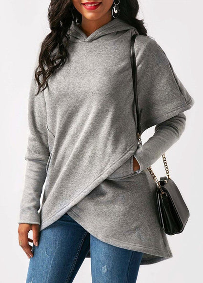 Beatrica - Casual stylish asymmetrical hoodie sweater