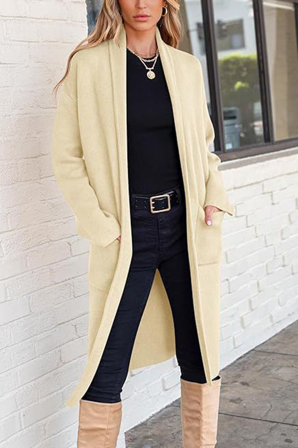 Falynn - Elegant loose long-sleeve long cardigan coat with pockets