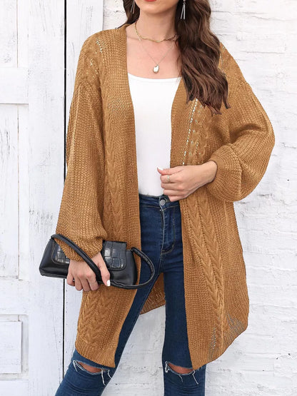 Suzette - Casual open front long sleeve long cardigan