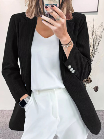Hania - Stylish versatile corduroy lapel collar blazer