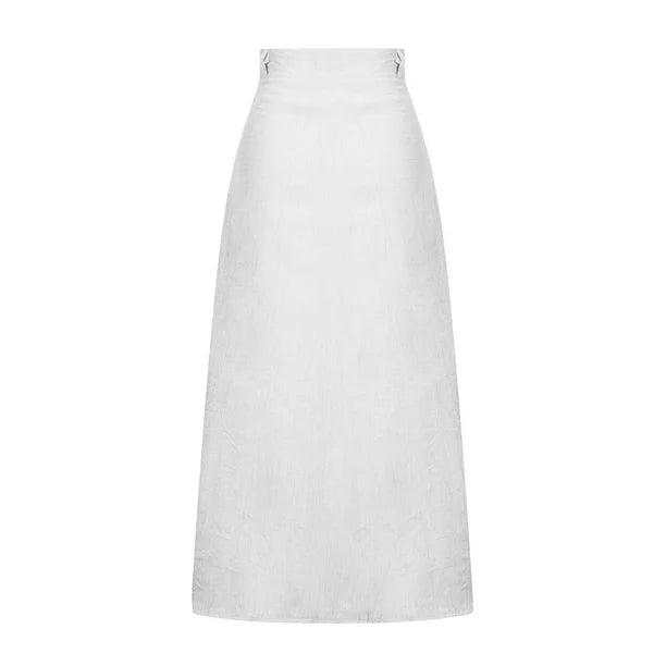 Women's Summer Maxi Skirt | Button-Front, White Flowy