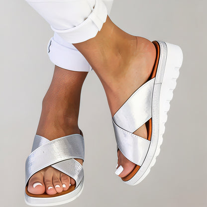 Women's Summer Slip-On Sandals | Criss-Cross, Open Toe