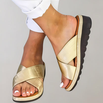 Women's Summer Slip-On Sandals | Criss-Cross, Open Toe