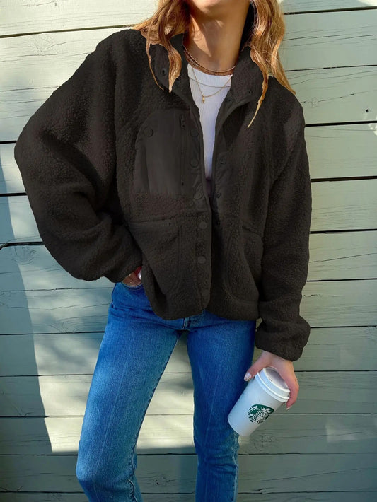 Daina - Elegant oversized warm fleece jacket