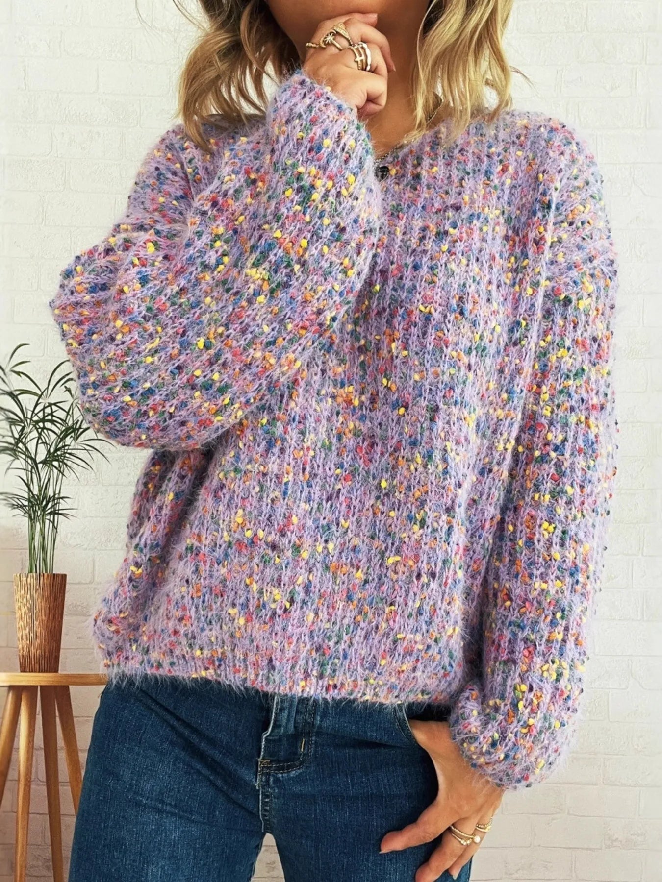 Karina - Comfortable Long-Sleeve Colourful Knit Jumper