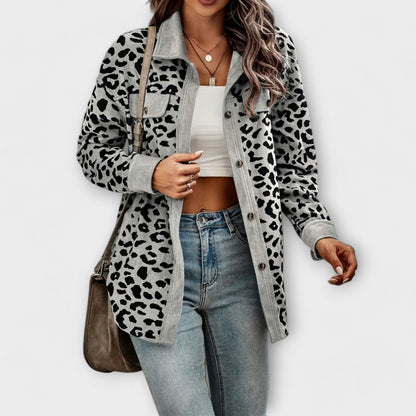 Melannie - Versatile & Elegant Leopard Button Jacket