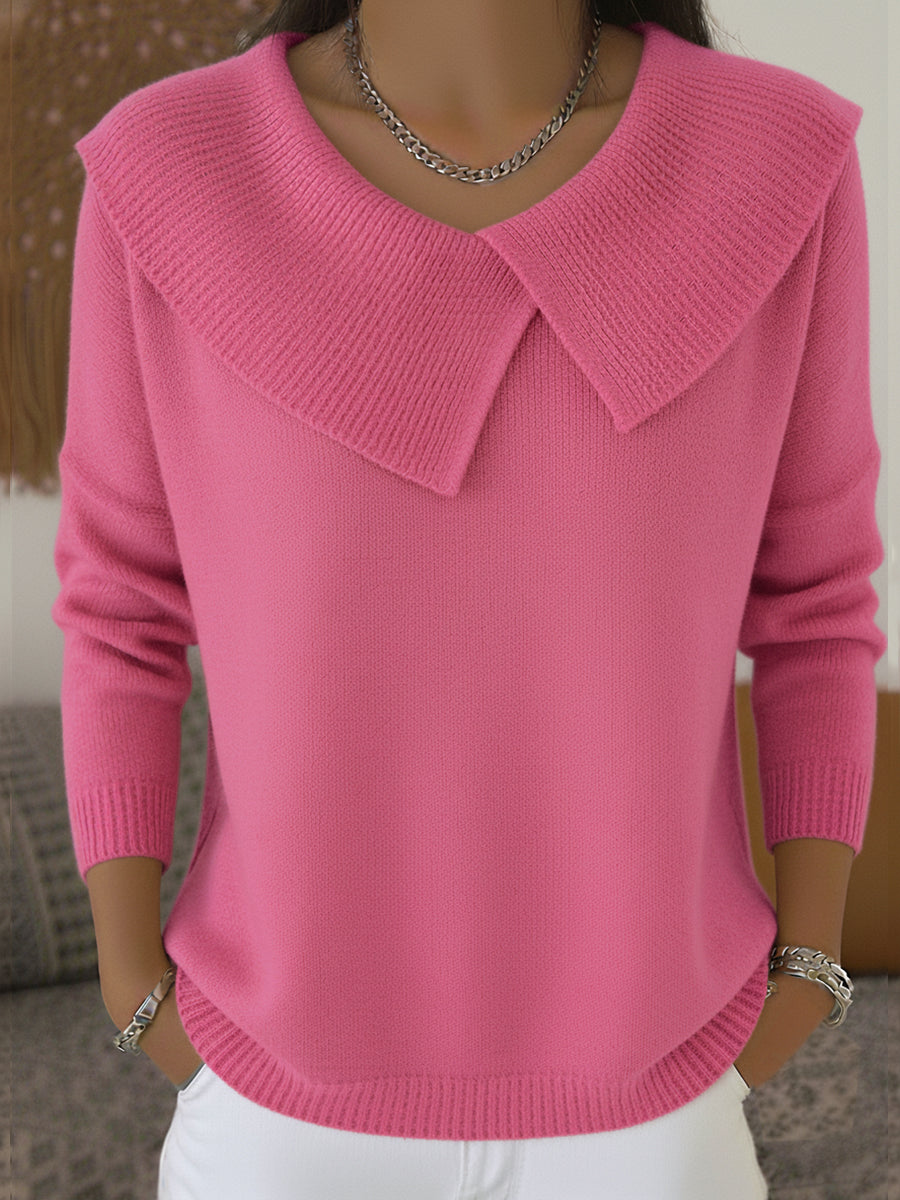 Jannessa - Elegant stylish collar knitted sweater
