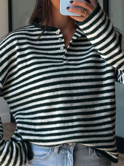 Anaya - Casual dropped shoulder striped sweater