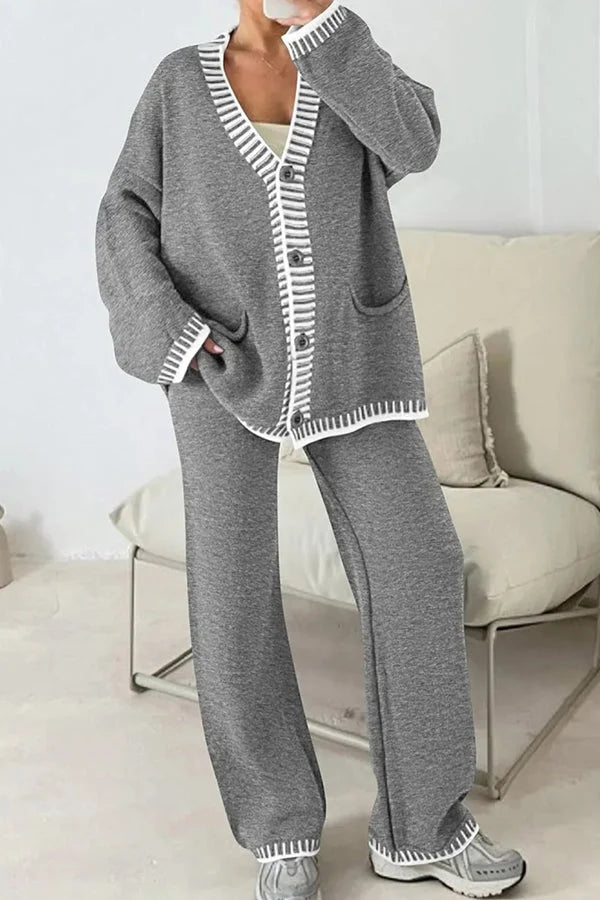 Vannessa - Stylish loose warm cardigan and pants set