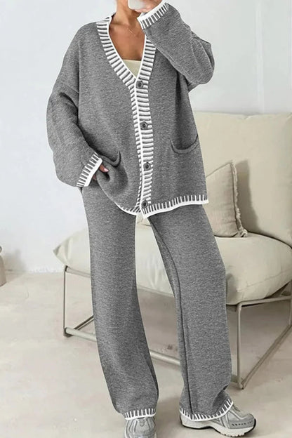 Vannessa - Stylish loose warm cardigan and pants set