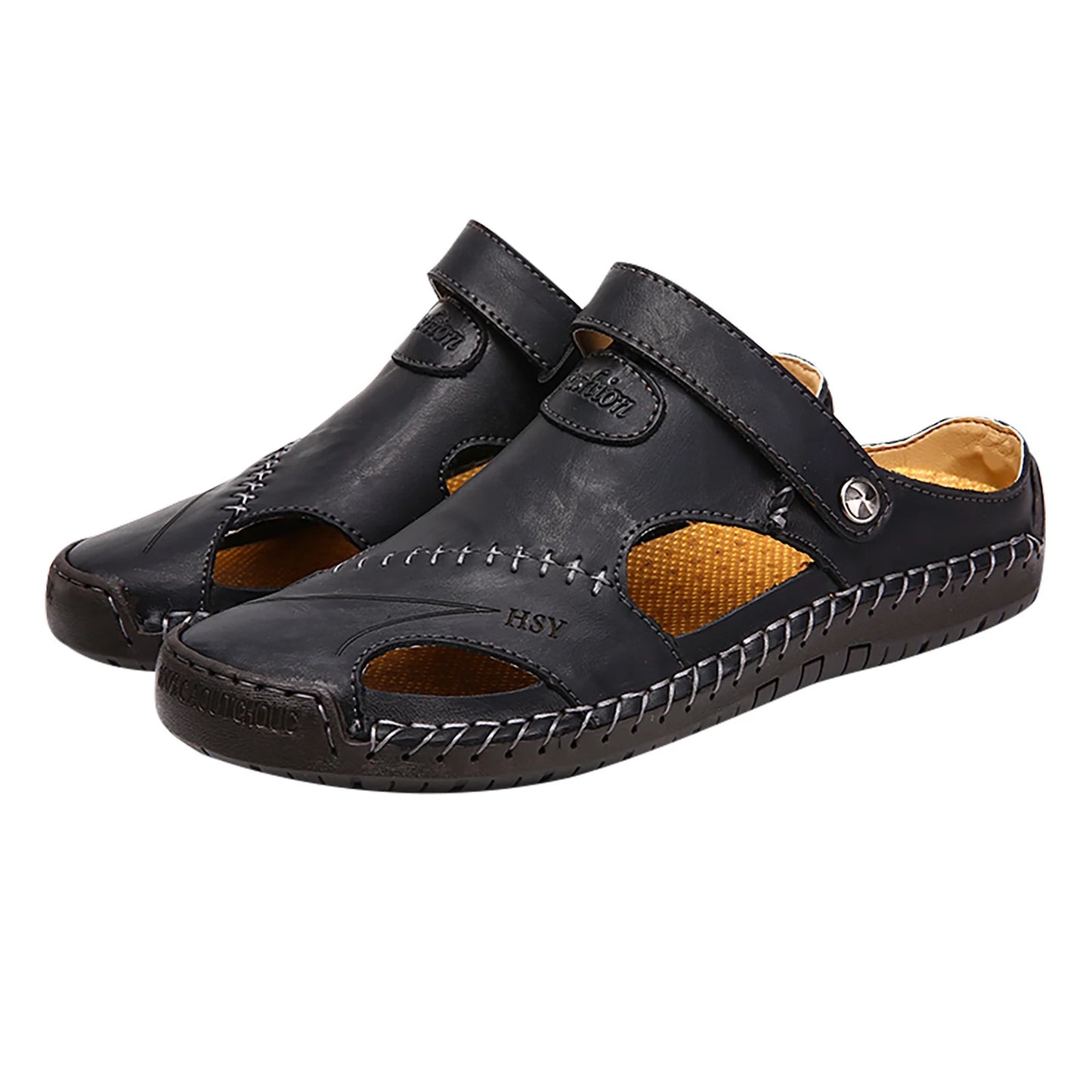 Men’s Summer Leather Sandals | Open-Toe, Hand-Stitched