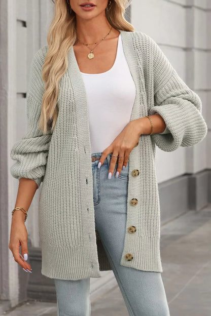 Verla - Chunky knit button-down warm cardigan