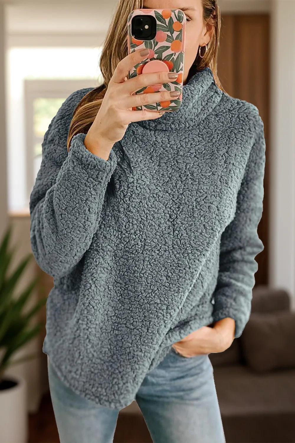 Dianna - Fuzzy turtleneck long sleeve warm sweater
