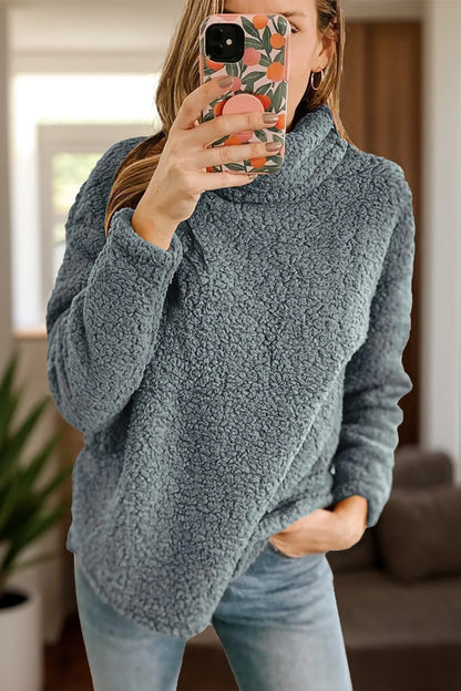 Dianna - Fuzzy turtleneck long sleeve warm sweater