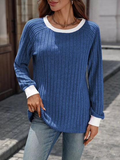 Alyanna - Casual Ribbed Knit Crewneck Jumper