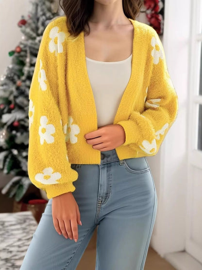 Cameryn - Casual chic floral open front cardigan