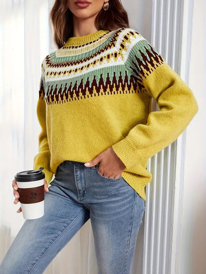 Polina - Stylish geometric pattern warm sweater