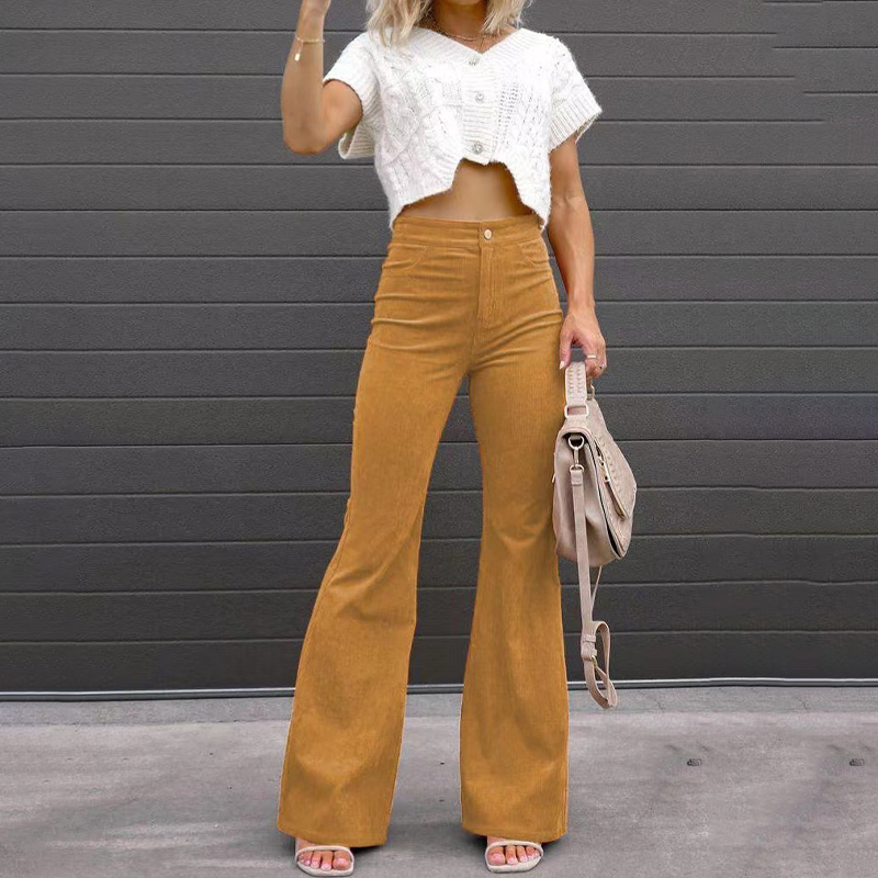 Tifanie - Elegant high-waist corduroy flared trousers