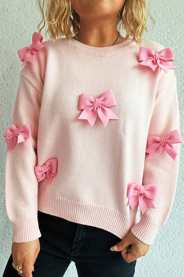 Frida - Stylish bow-knot round neck knitted sweater