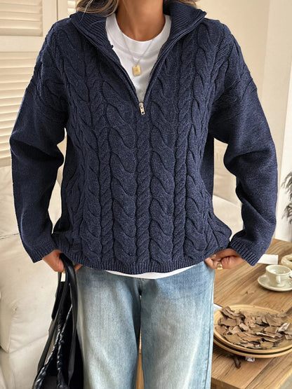 Faith - Elegant Warm Cable-Knit Half-Zip Jumper