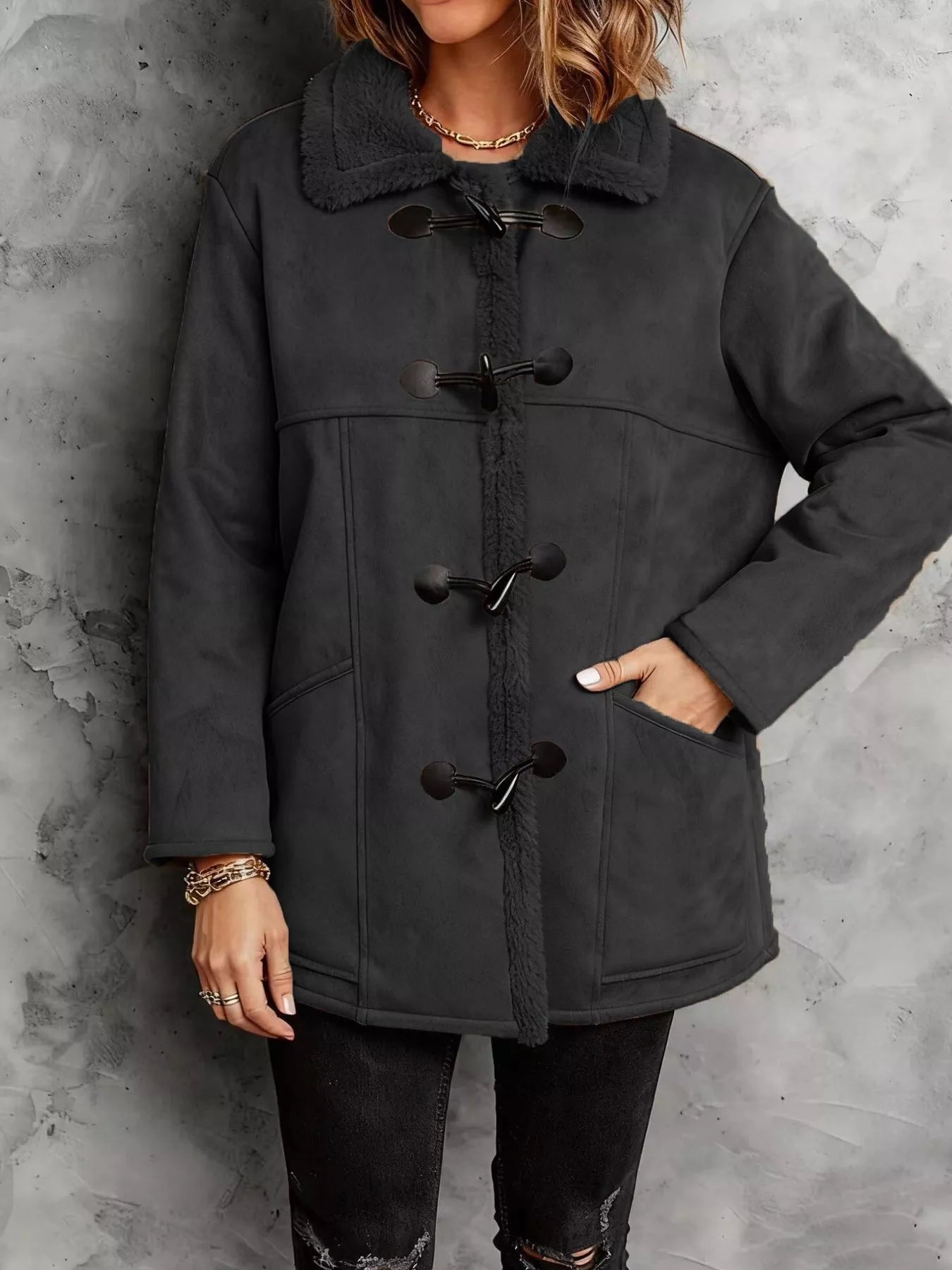 Haniyah - Cozy sherpa lined warm toggle coat