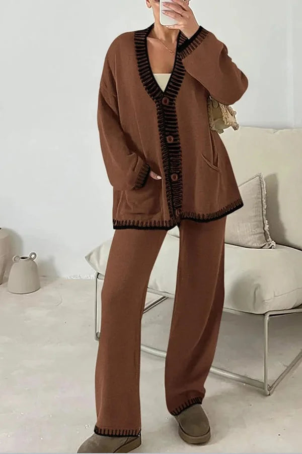 Vannessa - Stylish loose warm cardigan and pants set