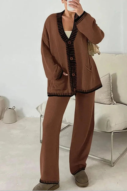 Vannessa - Stylish loose warm cardigan and pants set