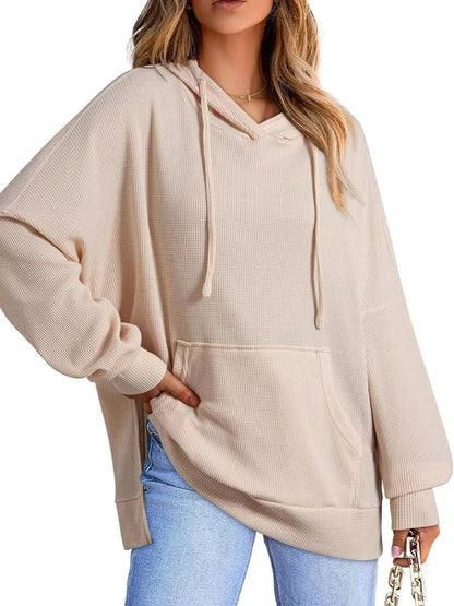Cianna - Oversized drawstring side slit hoodie