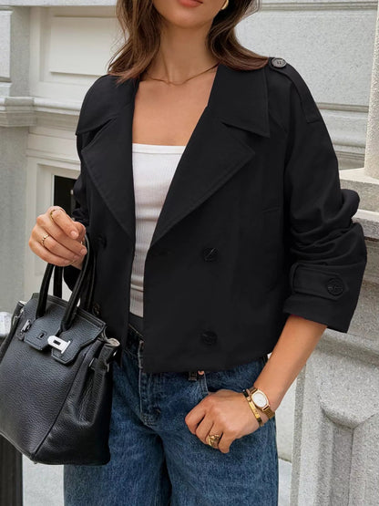 Darcy - Elegant versatile cropped double-breasted raglan sleeve jacket