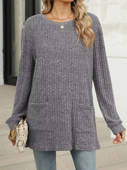 Carrina - Casual Long-Sleeve Sweatshirt with Trim Details