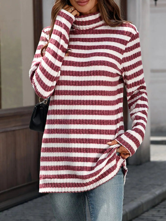 Carmelina - Elegant Long-Sleeve Striped Turtleneck Jumper