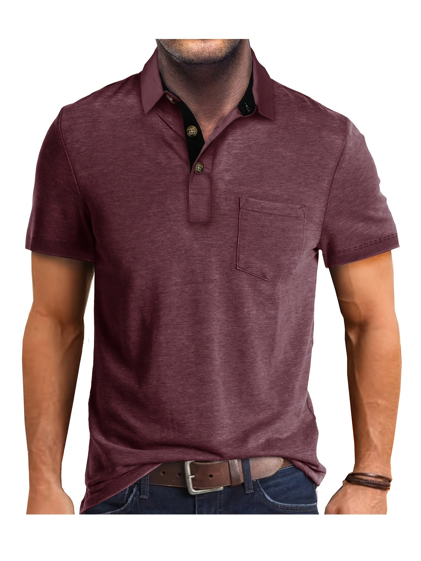 Liam | Contemporary Men's Shirt with Chic Collar and Pocket | Breathable, Flexible