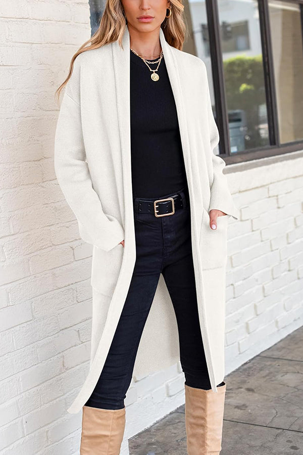 Falynn - Elegant loose long-sleeve long cardigan coat with pockets