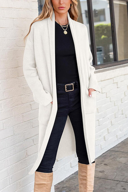 Falynn - Elegant loose long-sleeve long cardigan coat with pockets