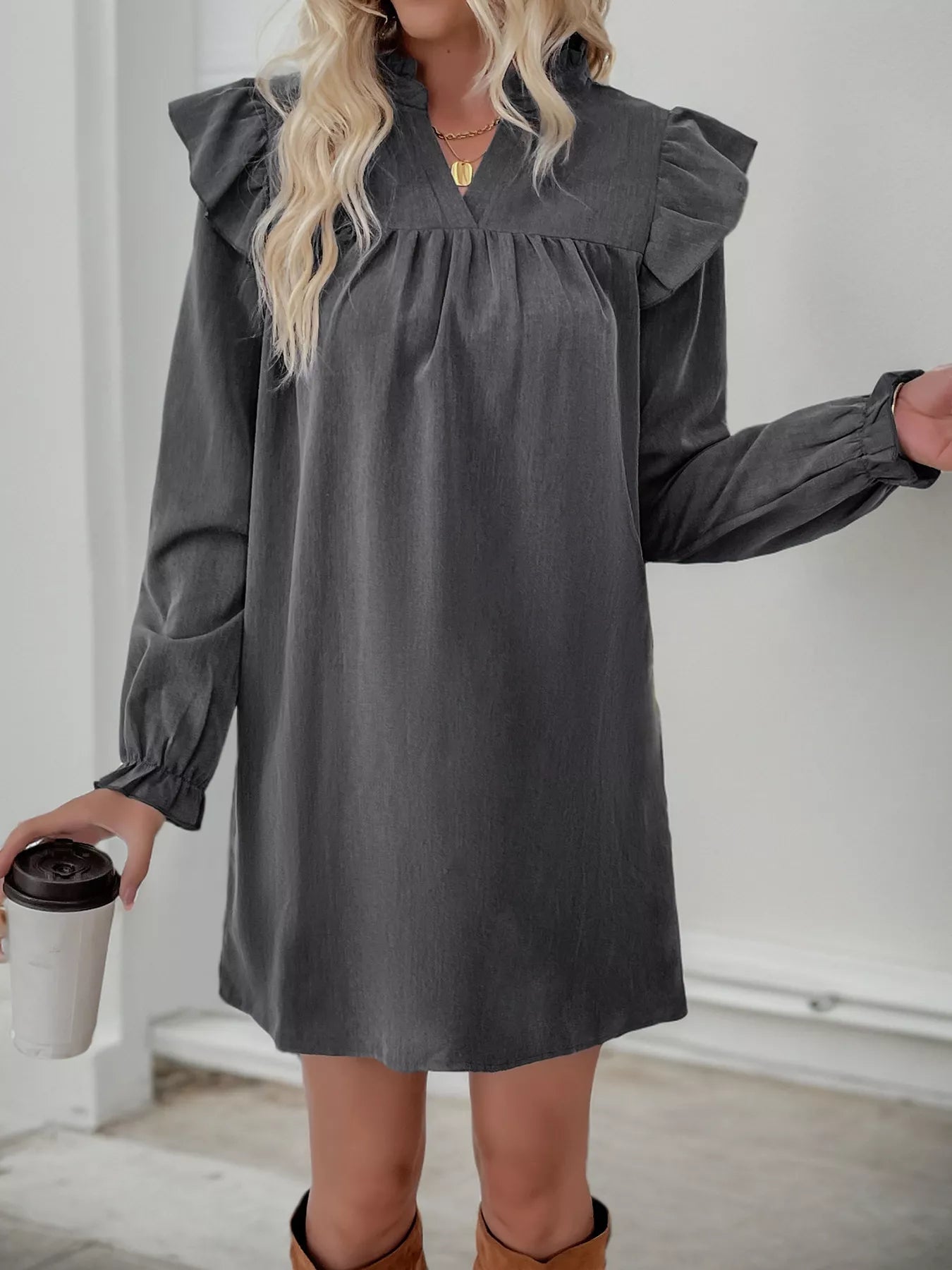 Sheila - Elegant Casual Dress with Ruffles and Long Sleeves