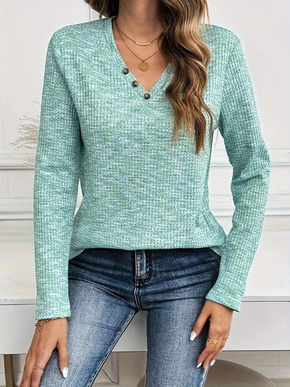Adrianna - Elegant Long-Sleeve V-Neck Sweatshirt
