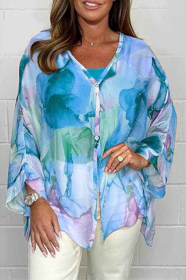 Zia - Colourful loose-fit long-sleeve blouse