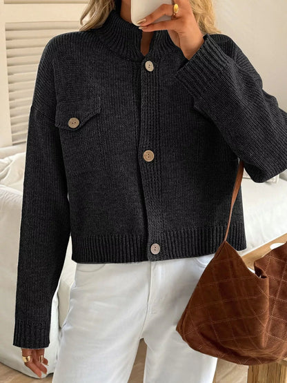 Delainey - Elegant versatile knitted button-down cardigan