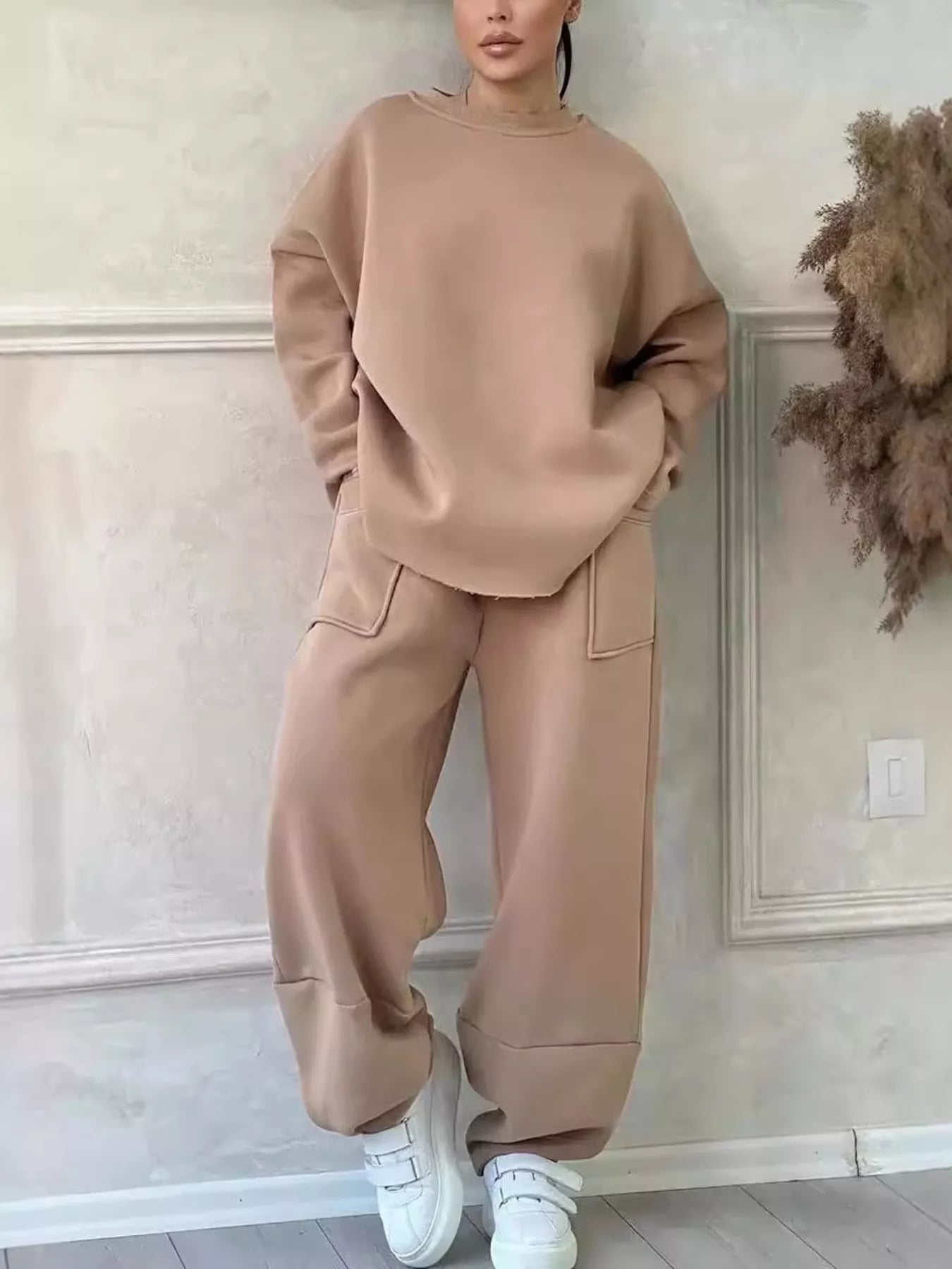 Generosa - Oversized loose warm sweater and pants set