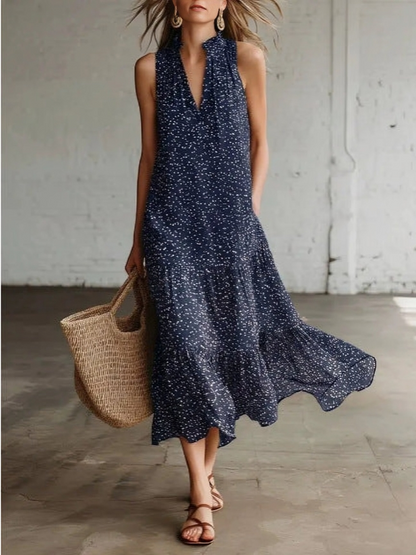 Lizzelle - Polka-dot sleeveless flowy dress