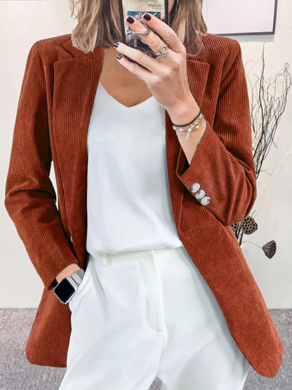 Hania - Stylish versatile corduroy lapel collar blazer