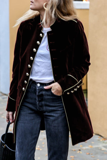 Della - Elegant cozy velvet double dreasted coat