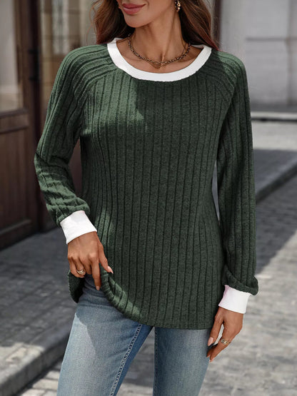 Alyanna - Casual Ribbed Knit Crewneck Jumper