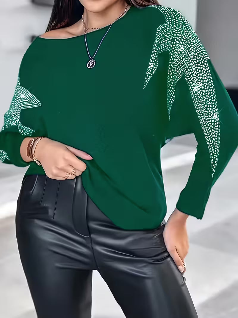 Whitney - Elegant stylish sequin long-sleeve sweater