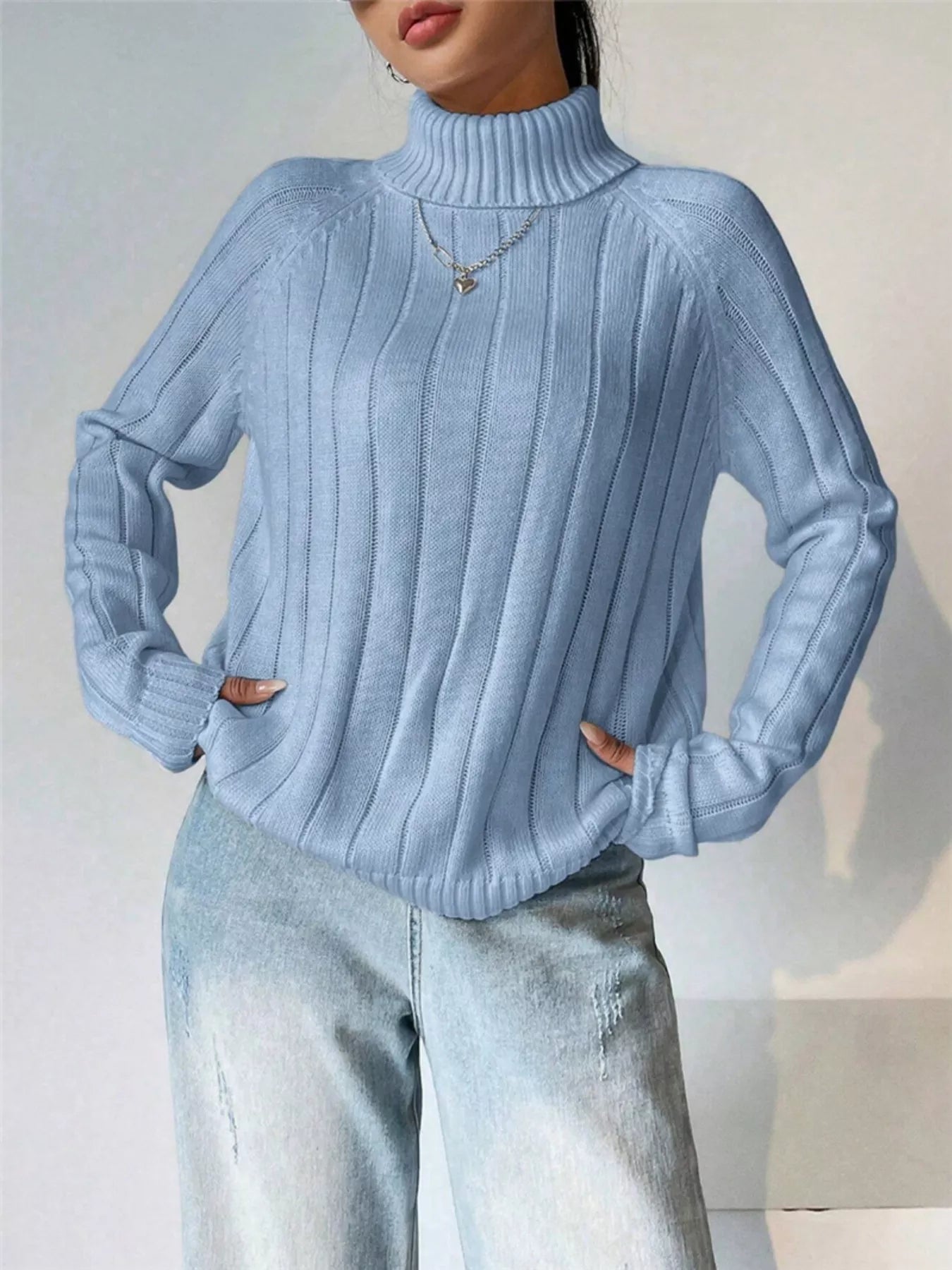 Kaila - Elegant Ribbed High-Neck Long-Sleeve Jumper