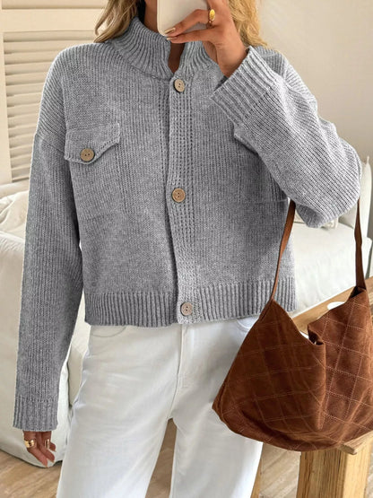 Delainey - Elegant versatile knitted button-down cardigan