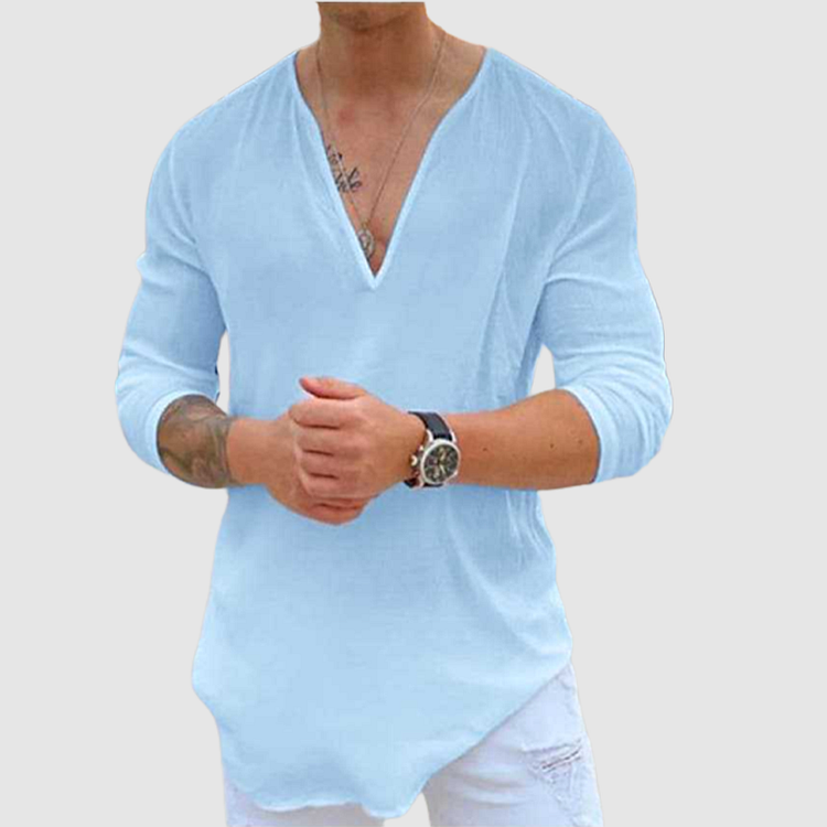 Darragh | Contemporary Men's Casual Shirt | Breathable, Relaxed Fit, V-Neck Design