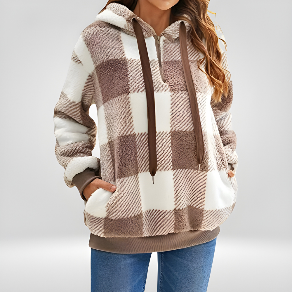 Layne - Casual cozy checkered hoodie jacket